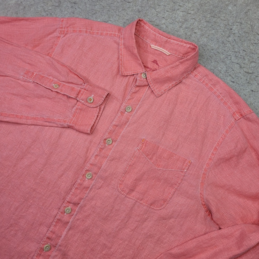 Tommy Bahama Mens Sz L 100% Linen Long Sleeve Button Up Shirt Casual Beach Comfy